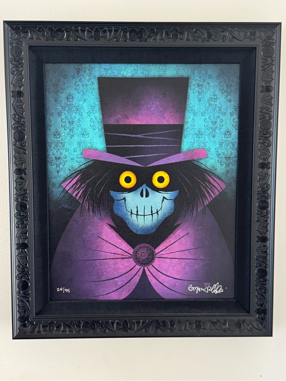 Disney Hatbox Ghost Framed Art Bryan Fyffe LE 24/95 Haunted Mansion w/ COA